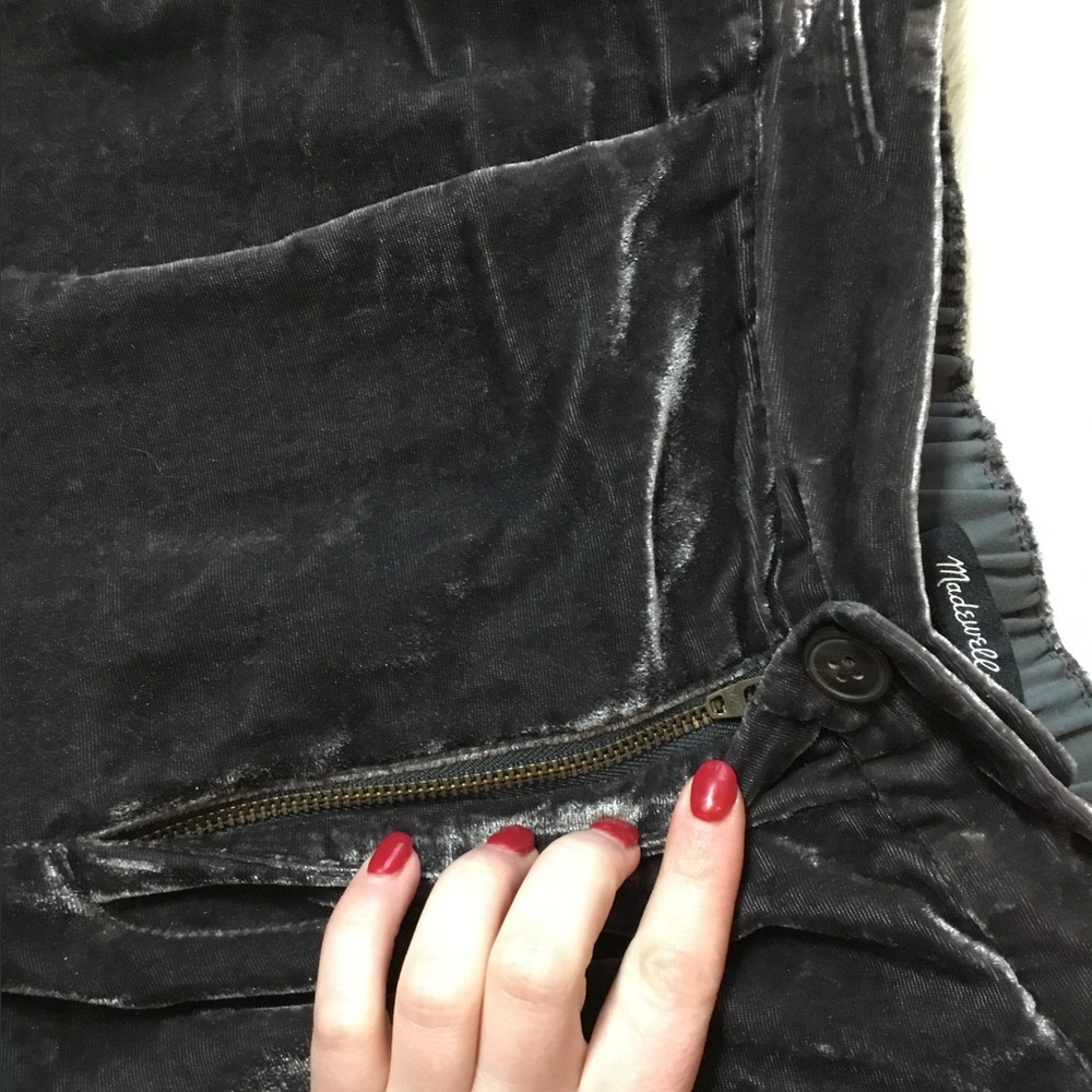 Madewell velvet trousers with a tapered wide leg high rise - Picture 5 of 7